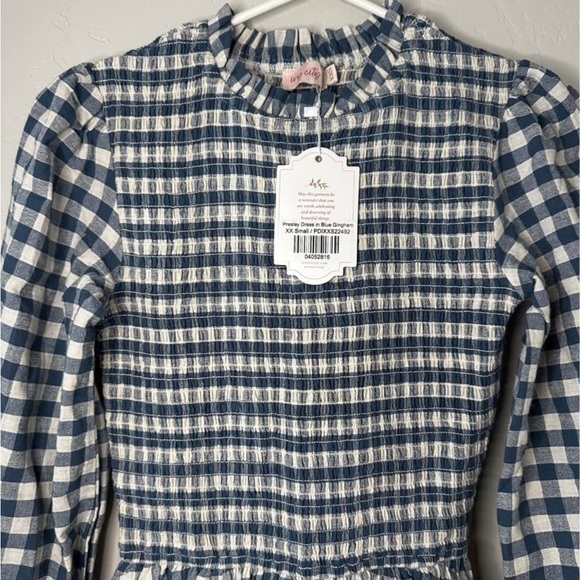 Ivy City Co Blue and White Gingham Women’s Smocked Dress - Picture 2 of 4